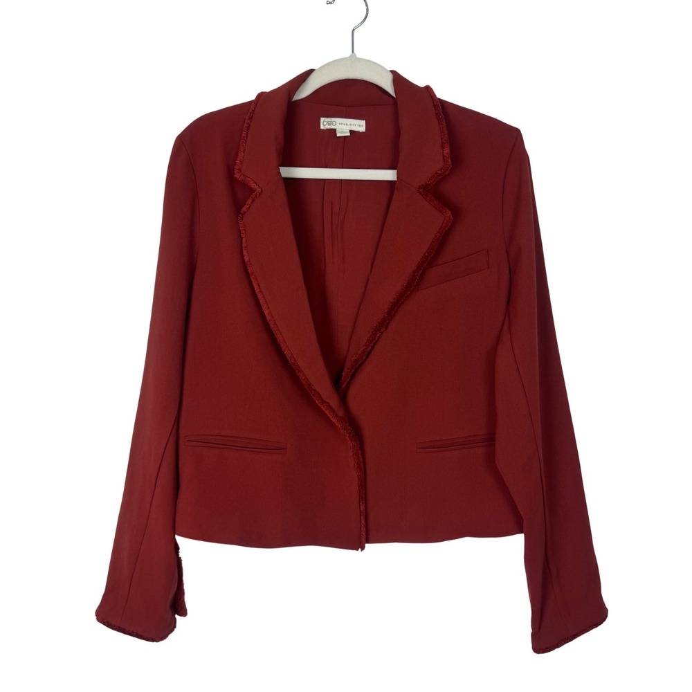 Cato Women Burnt Orange Frayed Collar Office wear Casual Blazer Jacket Size‎ L